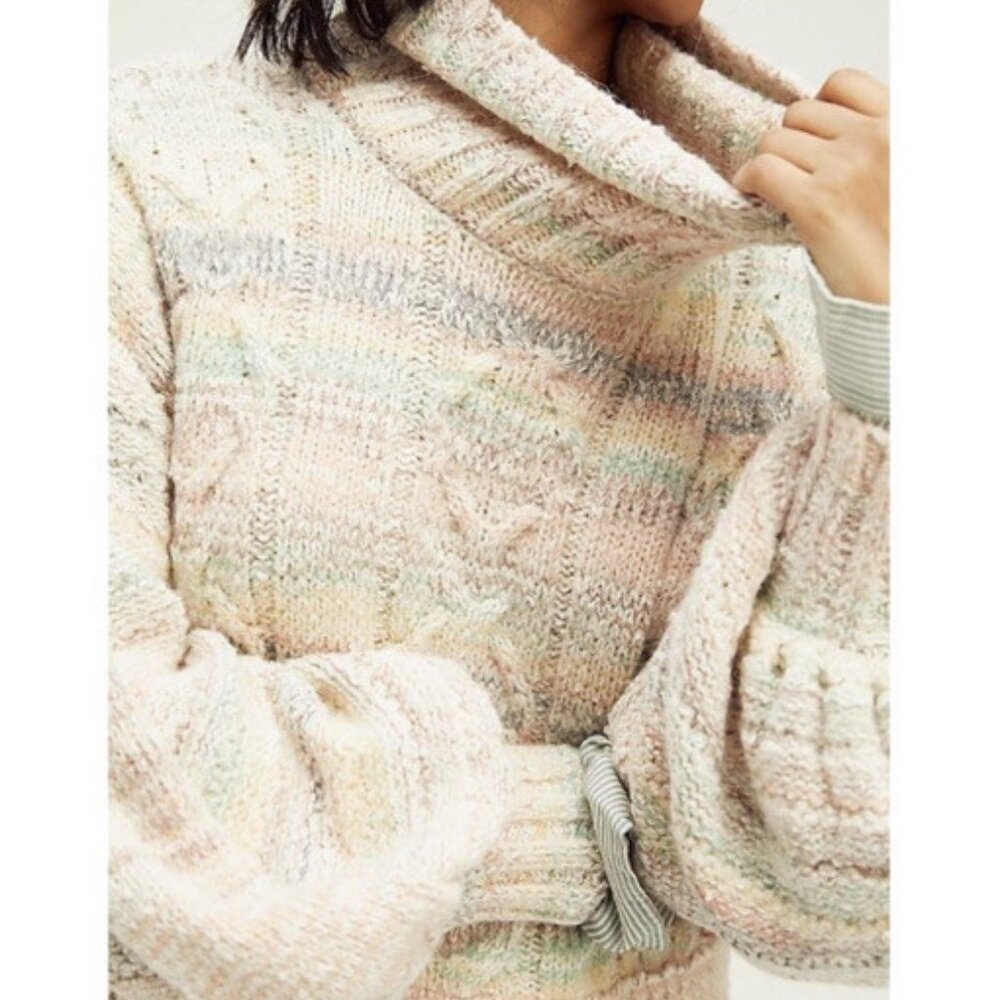 Free People Women's Popsicle Pullover Turtleneck Sweater Pastel Size Medium - Picture 2 of 9